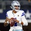 Dallas Cowboys quarterback Dak Prescott (4) warms up.