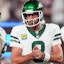 New York Jets quarterback Aaron Rodgers in NFL action.