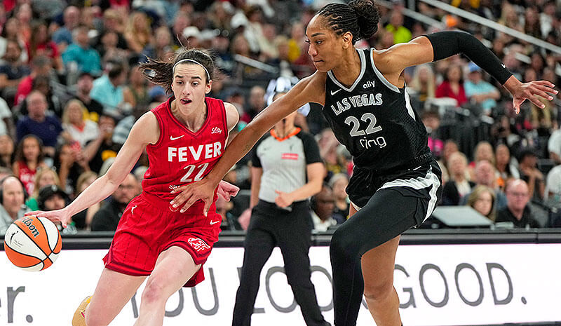 Caitlin Clark A'ja Wilson Indiana Fever Las Vegas Aces WNBA