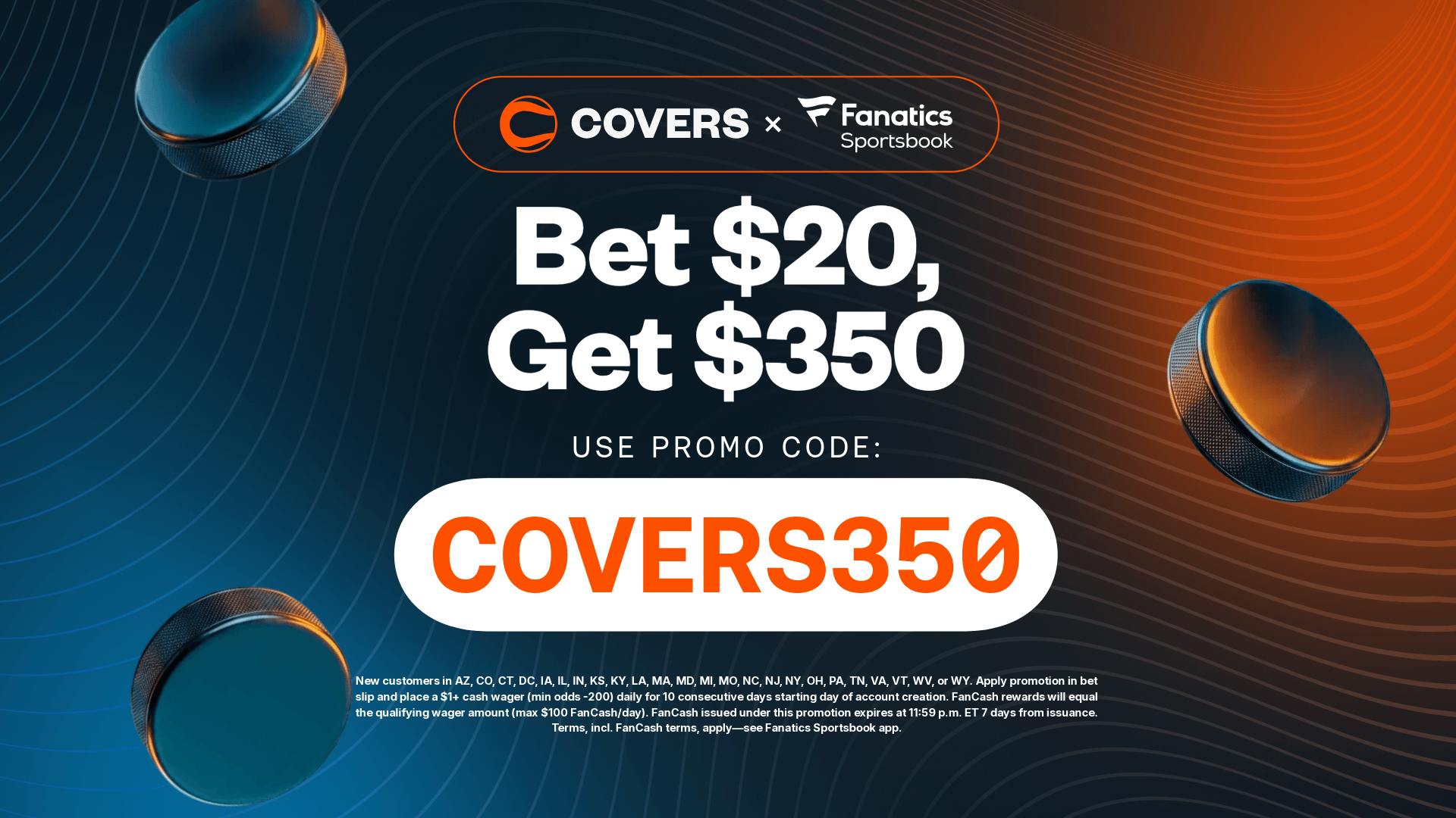 Fanatics Sportsbook Promo Code COVERS350 Gives a $350 FanCash Bonus for a $20 Bet on Avs vs Stars