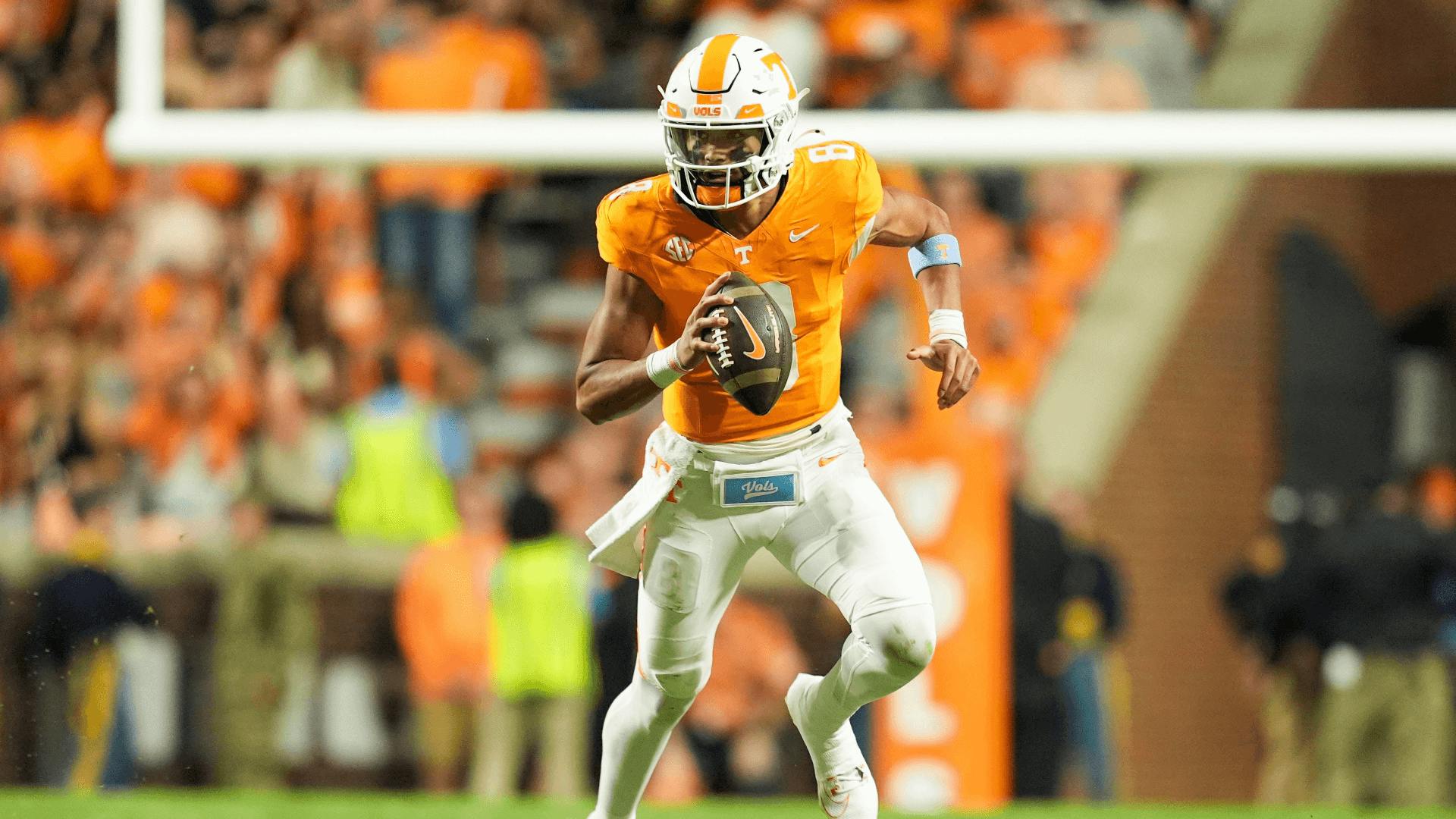 Tennessee quarterback Nico Iamaleava (8) during a college football game between Tennessee and Mississippi State.