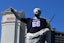 A statue at Caesars Palace Las Vegas wears a Las Vegas Raiders jersey.