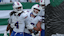 Buffalo Bills running back James Cook (4) reacts after rushing the ball for a touchdown against the New York Jets.