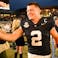 Vanderbilt Commodores quarterback Diego Pavia (2) celebrates the win.