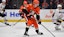 Anaheim Ducks center Leo Carlsson (91) moves in for a shot against the Chicago Blackhawks.