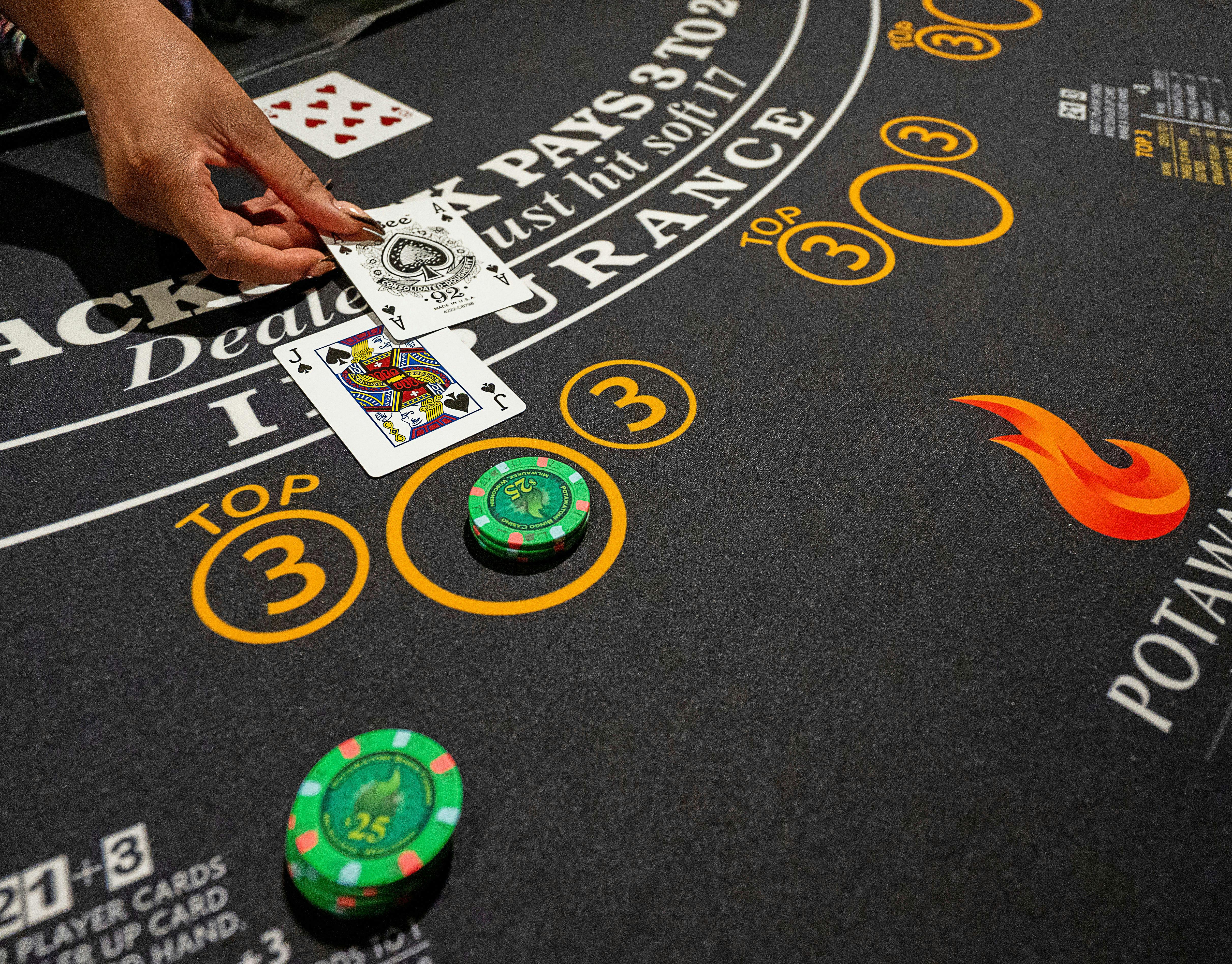 Blackjack table in a casino