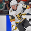 Mitch Marner (93) moves the puck against the Anaheim Ducks.