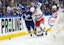 Toronto Maple Leafs left wing Matthew Knies (23) battles for the puck with New York Rangers defenseman Victor Mancini (90) during the first period at Scotiabank Arena. Mandatory Credit: Nick Turchiaro-Imagn Images