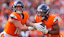 enver Broncos running back J.K. Dobbins (27) receives a hand off from quarterback Bo Nix (10) during the second half at Empower Field at Mile High.