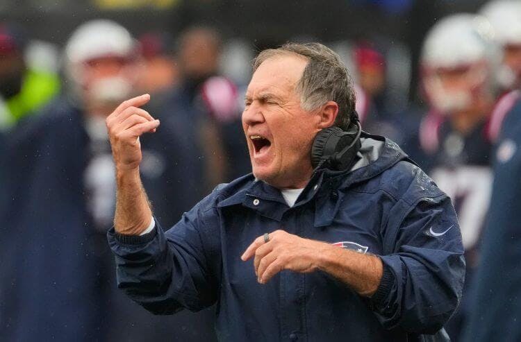 New England Patriots head coach Bill Belichick in NFL action.