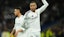 Kylian Mbappe of Real Madrid celebrates after scoring the 3-0 during the UEFA Champions League match.