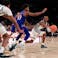 Michigan State Spartans guard Tyson Walker (2) passes the ball as Kansas Jayhawks guard Ochai Agbaji (30) defends during the first half at Madison Square Garden.