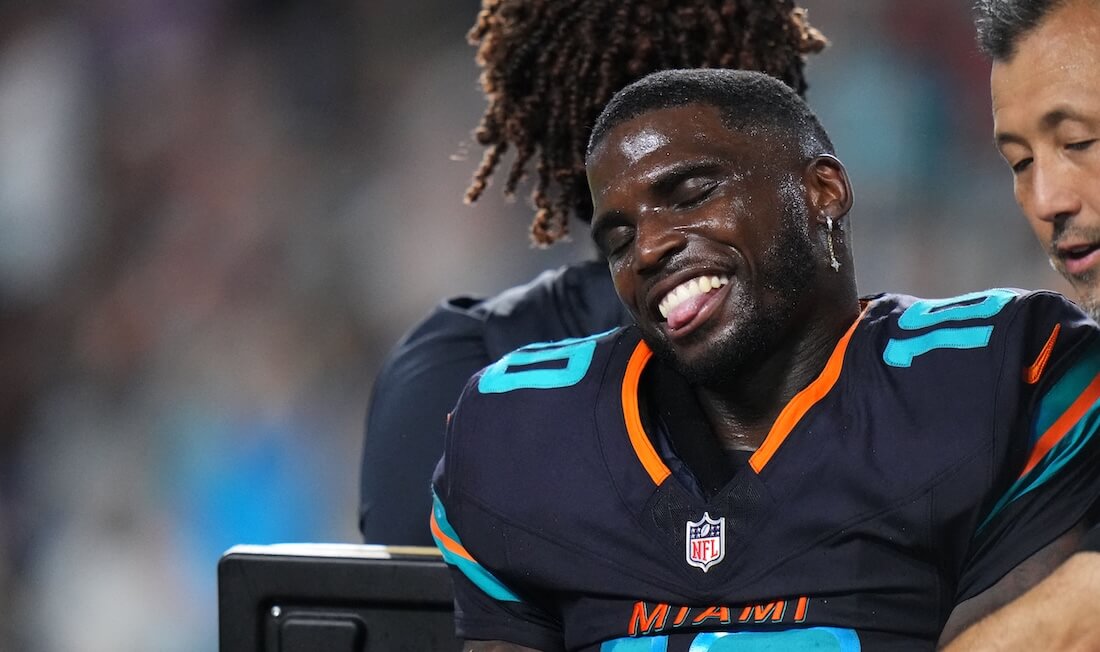 Miami Dolphins WR Tyreek Hill Leaves The Field Injured - IMAGN IMAGES via Reuters Connect