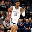 Memphis Grizzlies guard Ja Morant (12) reacts during the first half against the Portland Trail Blazers at FedExForum. Mandatory Credit: Petre Thomas-Imagn Images