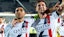 Achraf Hakimi (Paris Saint Germain) and Goncalo Ramos (Paris Saint Germain) celebrate.