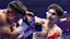 Nicaragua's Engel Gomez (L) and Saudi Arabia's Mohammed Alakel fight in their main card lightweight bout.