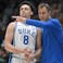 Duke Blue Devils head coach Jon Scheyer directs Duke Blue Devils guard Darren Harris (8).