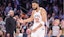 New York Knicks center Karl-Anthony Towns (32) celebrates after scoring in the fourth quarter.