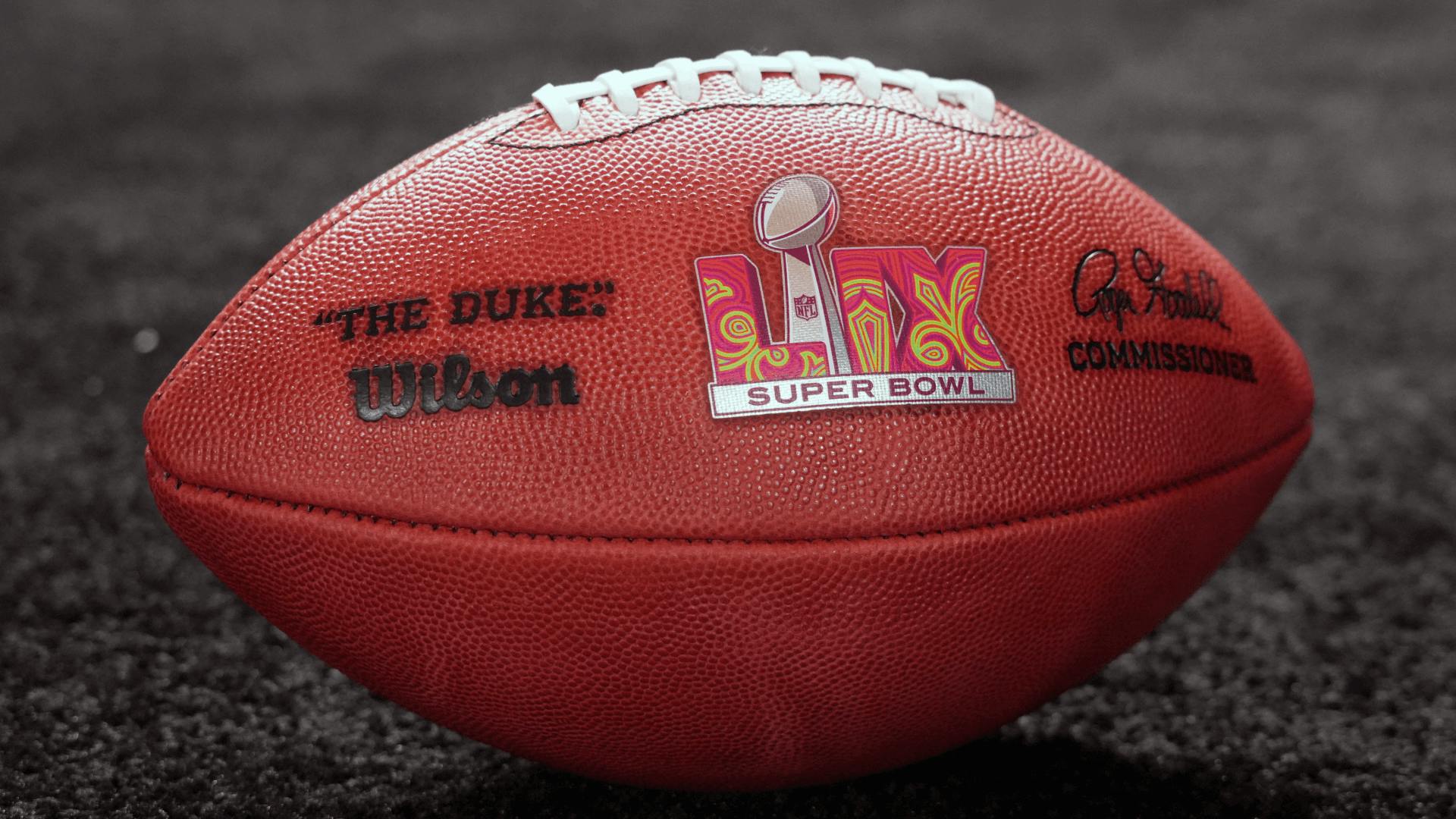 A Wilson official Duke football with Super Bowl LIX logo