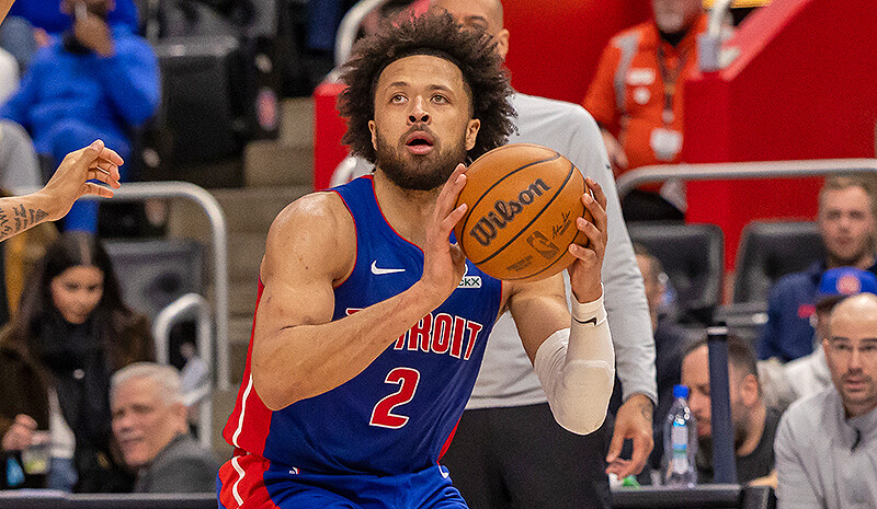 Detroit Pistons guard Cade Cunningham (2) shoots the ball.