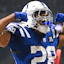 Indianapolis Colts running back Jonathan Taylor (28) celebrates after scoring a touchdown during the third quarter against the Tennessee Titans at Lucas Oil Stadium.
