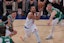 New York Knicks guard Jalen Brunson (11) goes to the basket in front of Boston Celtics forward Sam Hauser (30) during the first quarter at Madison Square Garden. Vincent Carchietta-Imagn Images