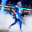 Detroit Lions quarterback Jared Goff takes the field during introductions before the first half against the Chicago Bears.