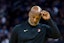 Portland Trail Blazers Head Coach Chauncey Billups reacts during a time-out in the second quarter against the Golden State Warriors at Chase Center. John Hefti-Imagn Images