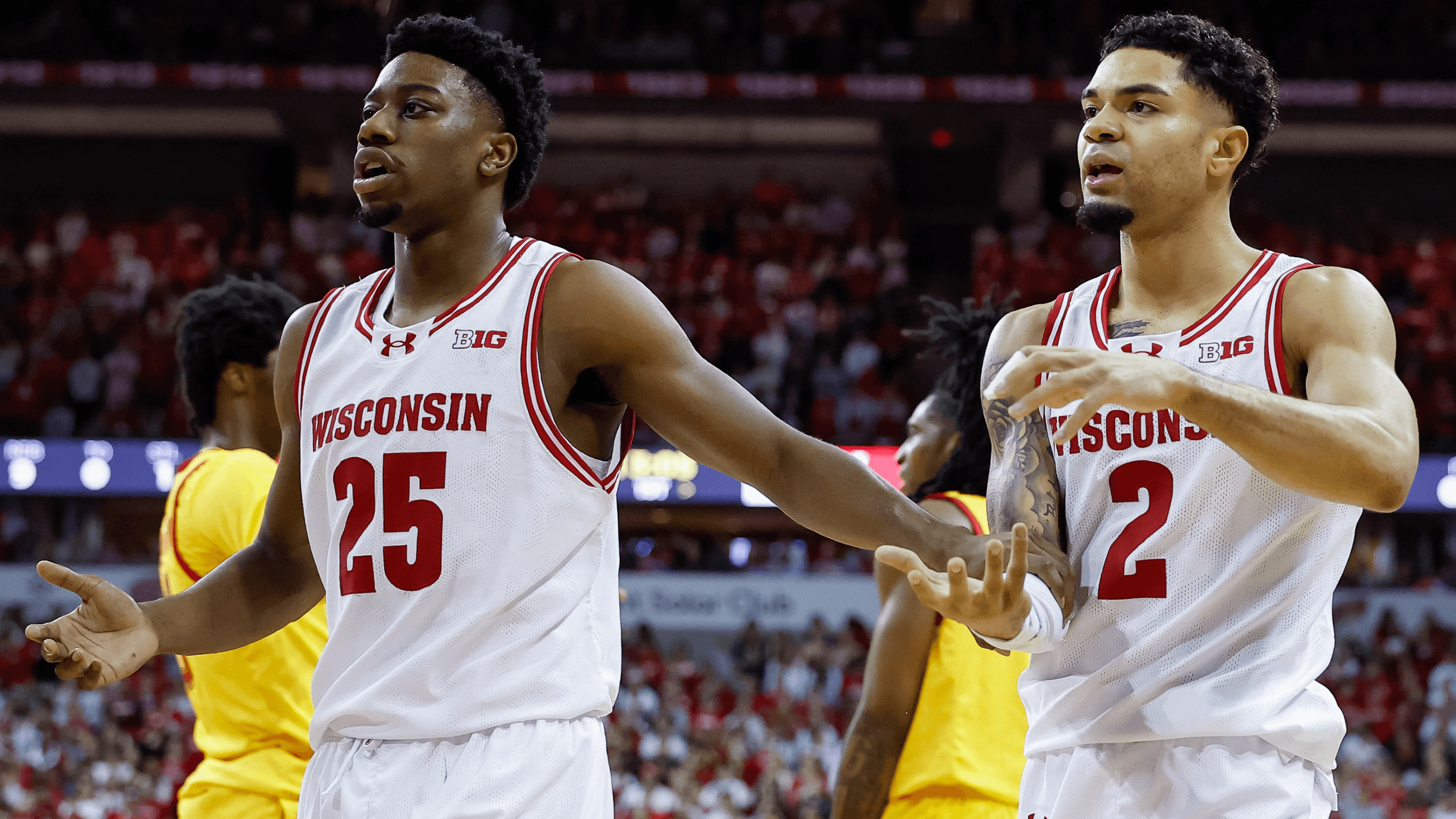 Wisconsin Badgers guards John Blackwell and Nick Boyd.