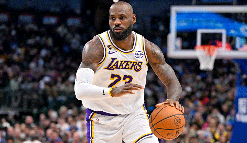  LeBron James (23) brings the ball up court against the Dallas Mavericks during the game at the American Airlines Center.