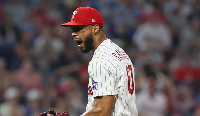 Philadelphia Phillies pitcher Cristopher Sanchez (61).