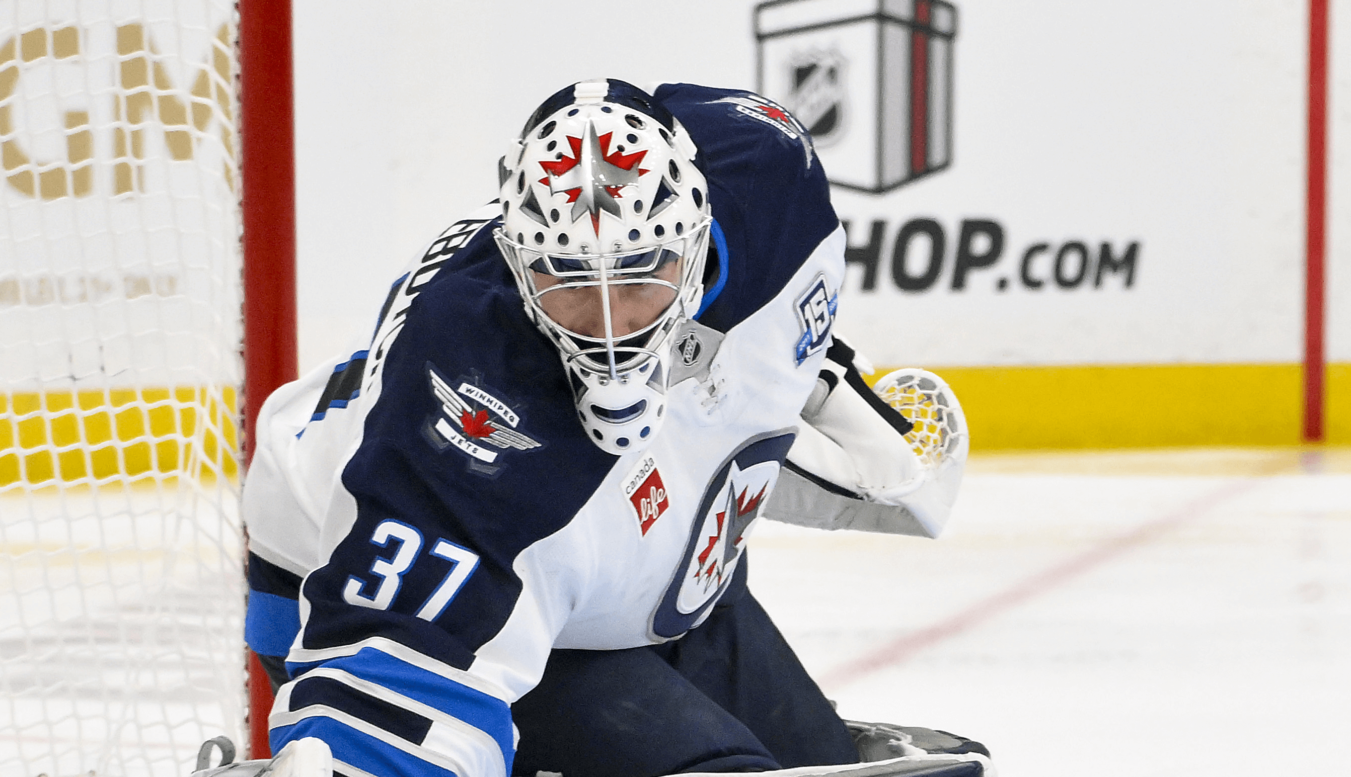 Connor Hellebuyck of the Winnipeg Jets
