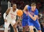 Florida Gators forward Alex Condon (21) chases the ball against Houston Cougars forward J'Wan Roberts (13) in the first half in the national championship game of the Final Four of the 2025 NCAA Tournament at the Alamodome. Robert Deutsch-Imagn Images