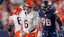Cincinnati Bengals quarterback Jake Browning (6) reacts to a false start on guard Dylan Fairchild.