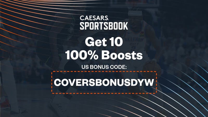 Caesars Sportsbook Promo Code 'COVERSBONUSDYW': Bet $1 on T-Wolves vs Thunder, Get 10 Boosts