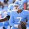 North Carolina Tar Heels quarterback Gio Lopez (7) looks to pass in the first quarter.