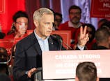 Prime Minister Mark Carney holds election rally in Calgary, Canada - 08 Apr 2025. (Photo by Ahmed Zakot / SOPA Images/Sipa USA)