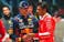  Red Bull Racing driver Max Verstappen of The Netherlands (1) greets Scuderia Ferrari driver Carlos Sainz Jr. of Spain