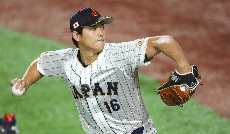 Shohei Ohtani, a member of Japan's World Baseball Classic team, throws practice pitches at Tokyo Dome on March 8, 2023.