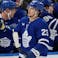 Toronto Maple Leafs forward Matthew Knies (23) celebrates scoring.