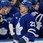 Toronto Maple Leafs forward Matthew Knies (23) celebrates scoring.