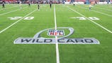 General view of the field with a wild card logo before the game between the Houston Texans and the Los Angeles Chargers in an AFC wild card game at NRG Stadium on Jan. 11, 2025. Troy Taormina-Imagn Images