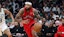 Toronto Raptors forward Brandon Ingram (3) drives to the basket.