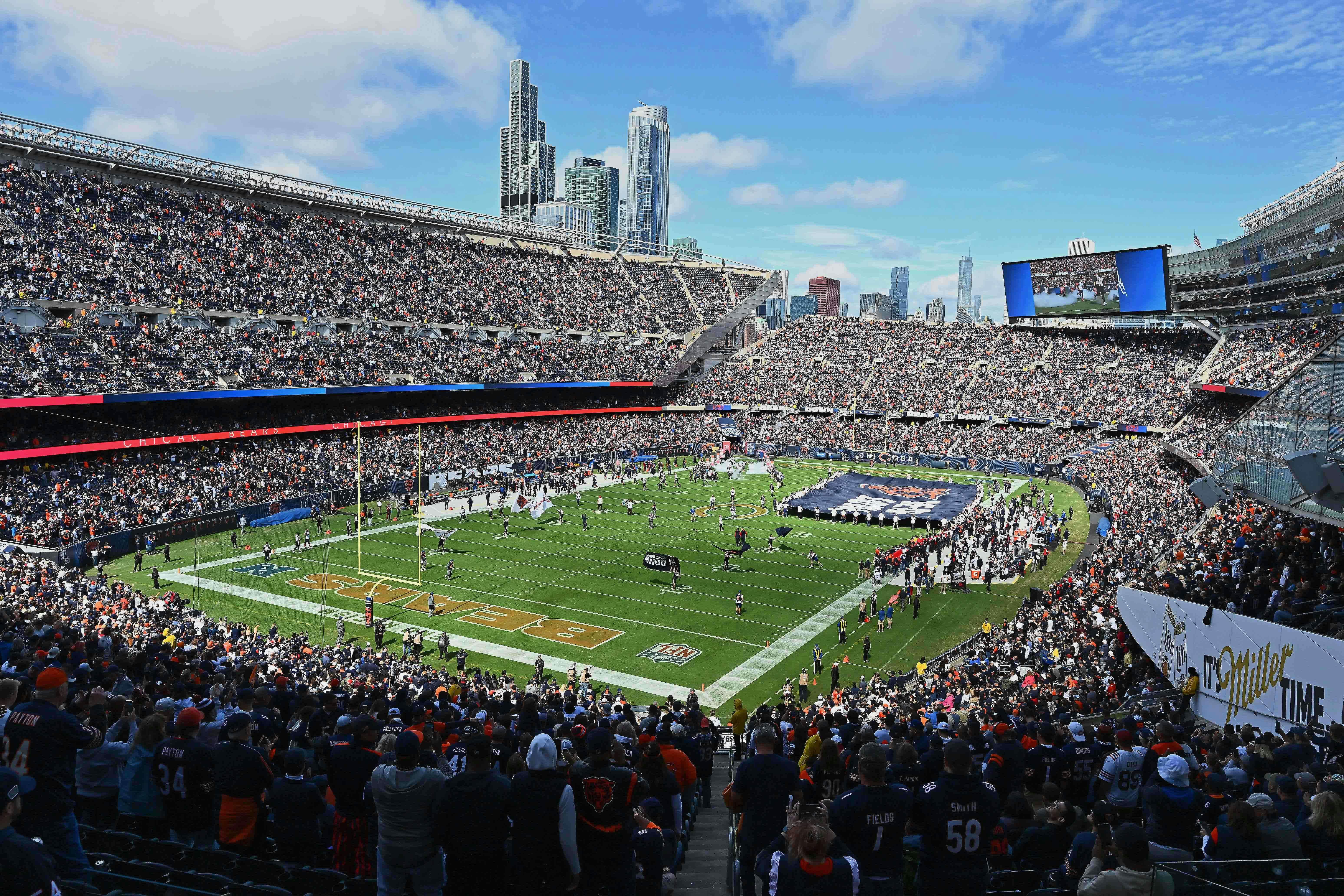 A general view of Soldier Field before a game between the Chicago Bears and the Houston Texans. Chicago defeated Houston 23-20. Mandatory Credit: Jamie Sabau-Imagn Images