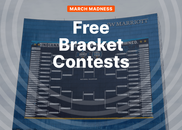 A Final Four March Madness playoff bracket is displayed on the JW Marriott hotel in Indianapolis, Indiana.