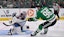 Dallas Stars right wing Mikko Rantanen (96) scores a goal against Colorado Avalanche goaltender Mackenzie Blackwood.