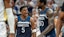 Minnesota Timberwolves guard Anthony Edwards (5) celebrates with Minnesota Timberwolves forward Julius Randle (30).