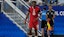 Canada forward Jonathan David (10) after his tying goal against Uruguay.