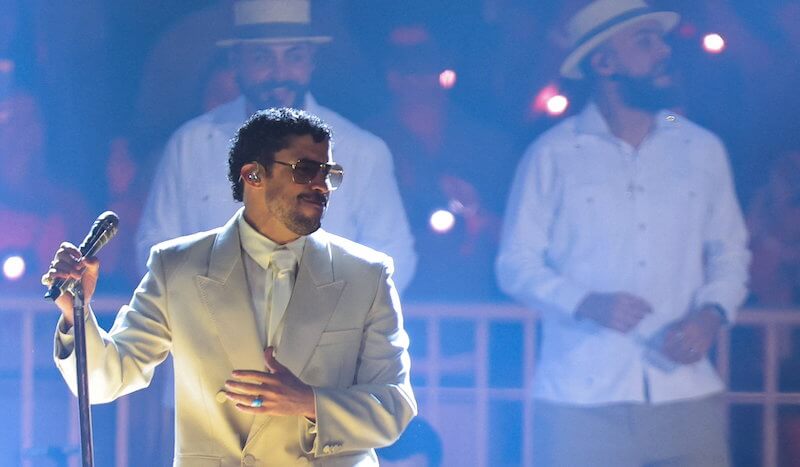 Puerto Rican singer Bad Bunny performs at his "DeBI TiRAR MaS FOToS World Tour" concert in Sao Paulo