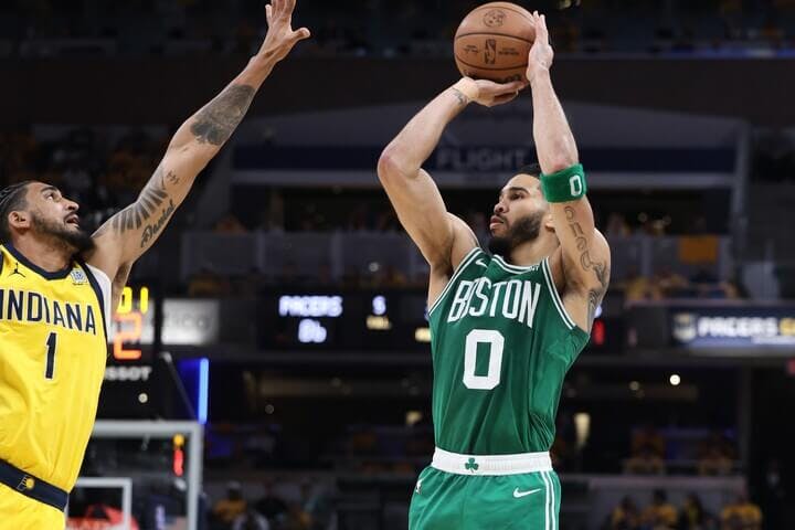 Jayson Tatum of the Boston Celtics in NBA action.